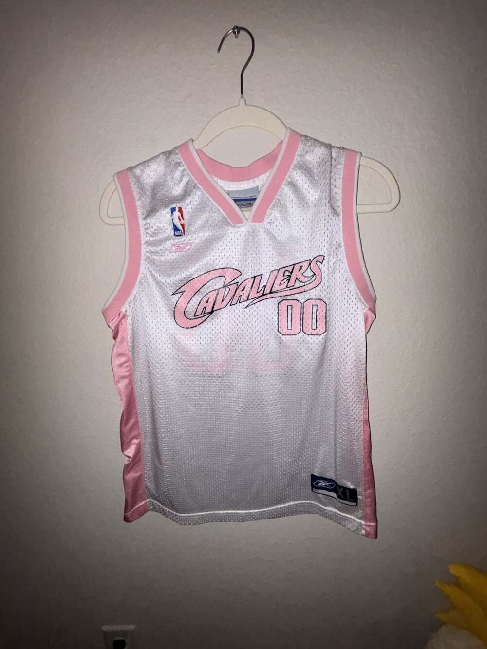 Reebok Cleveland Cavaliers Girls White and Pink Jersey Number 00